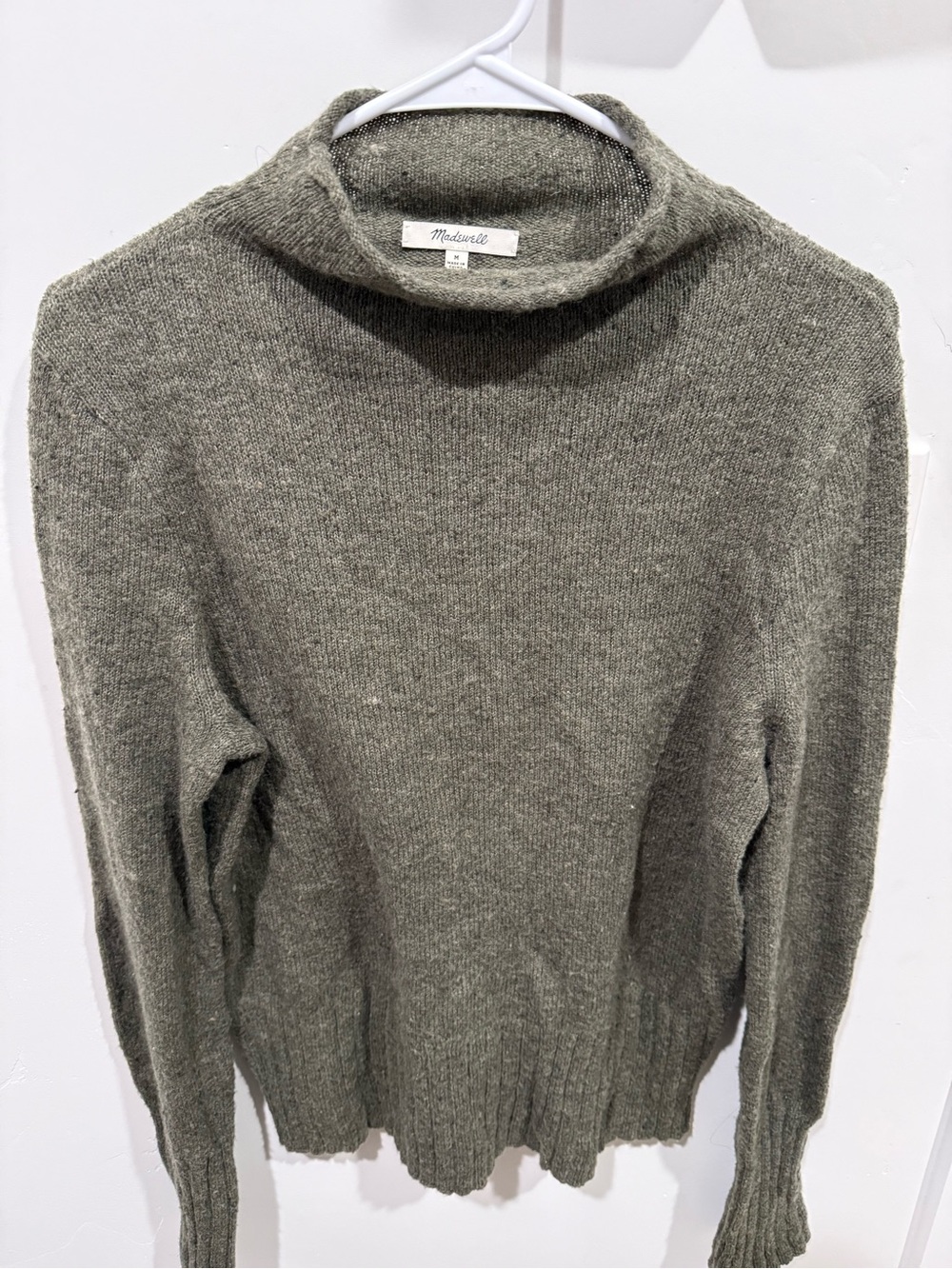 Madewell Olive Mock Neck Wool Blend Sweater